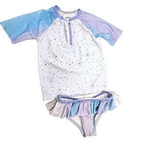 Disney Frozen 2 Piece Swim Rashguard and Bottom Set Ruffle